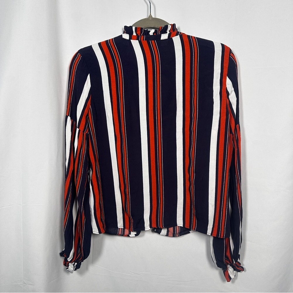 Tularosa Nala Stripe Lace Up Ruffle Blouse Revolve Resort Vacationcore Medium - Picture 10 of 15